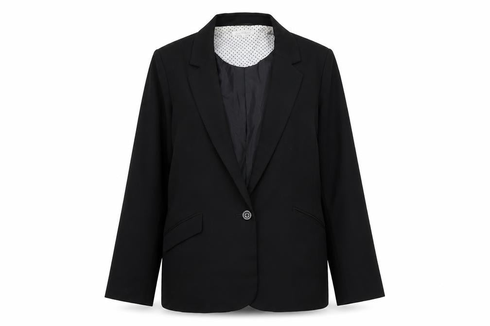 Front view of Lativ Collection women’s black polyester jacket blazer, size XL