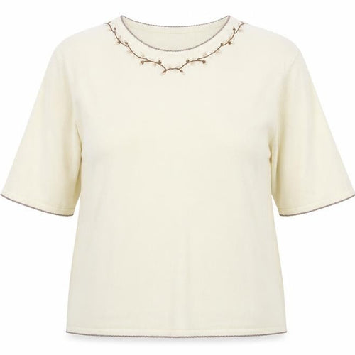Bonmarché Womens Ivory Round Neck Acrylic Pullover Jumper Size XL