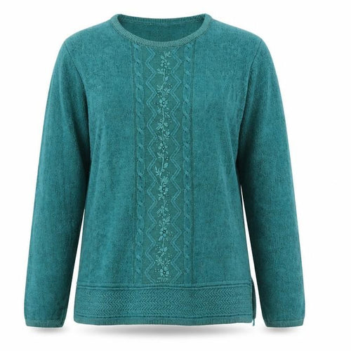 Avant Garde Womens Green Round Neck Acrylic Pullover Jumper Size S - Padded shoulders