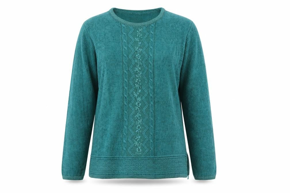 Avant Garde Womens Green Round Neck Acrylic Pullover Jumper Size S - Padded shoulders