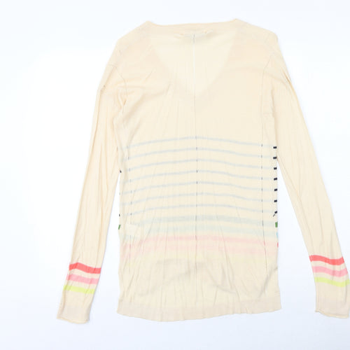 NEXT Womens Multicoloured Striped Viscose Basic Blouse Size 8 V-Neck - Sheer