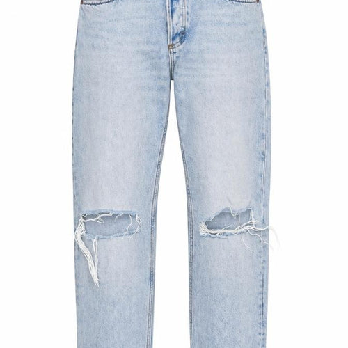 Monki Womens Blue Cotton Straight Jeans Size 28 in Regular Zip