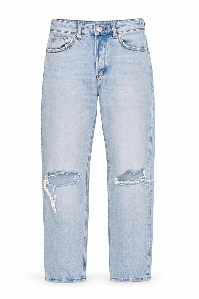 Monki Womens Blue Cotton Straight Jeans Size 28 in Regular Zip