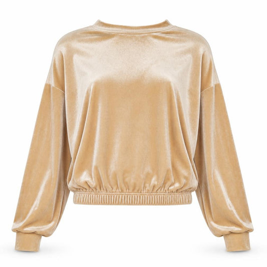 Front view of New Look women’s beige polyester pullover sweatshirt, size UK 6, pullover