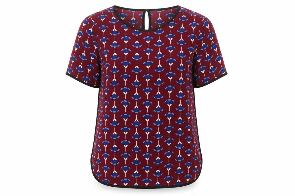 Dorothy Perkins Womens Red Geometric Polyester Basic Blouse Size 6 Round Neck