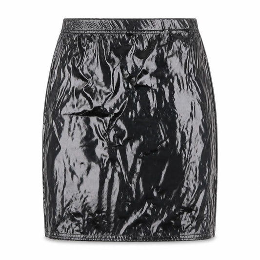 Front view of PRETTYLITTLETHING women’s black polyester bandage skirt, size UK 6