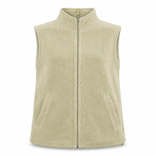 Front view of EWM women’s green gilet jacket, size M, zip