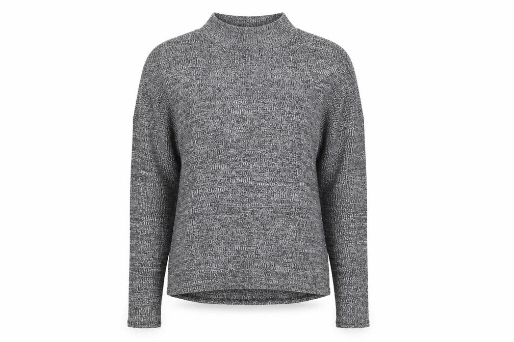 Front view of H&M women’s grey mock neck polyester jumper, size XS