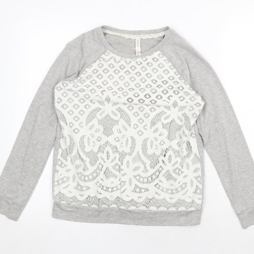 Xhilaration Womens Grey Geometric Polyester Pullover Sweatshirt Size L
