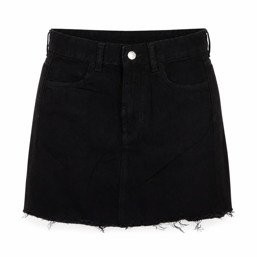 H&M Womens Black Cotton A-Line Skirt Size 8 Zip