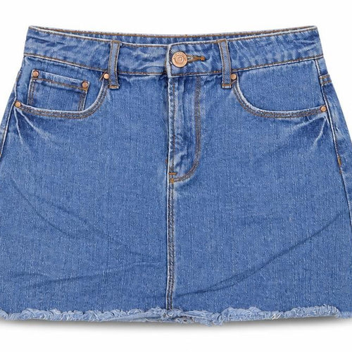 FOREVER 21 Womens Blue Cotton Mini Skirt Size 28 Zip