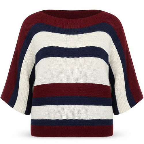 BASSINI Womens Multicoloured Round Neck Striped Acrylic Pullover Jumper Size S