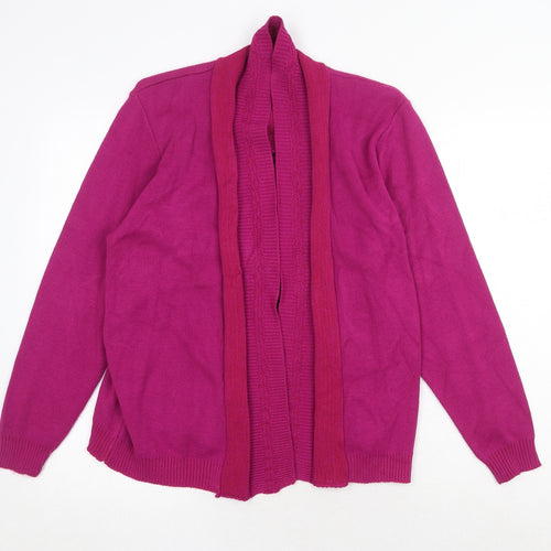 Glimpse Womens Purple V-Neck Acrylic Cardigan Jumper Size L Pullover - Cable Knit Collar Size L-XL