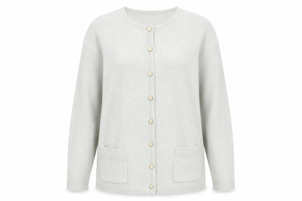 BHS Womens Green Round Neck Acrylic Cardigan Jumper Size 14