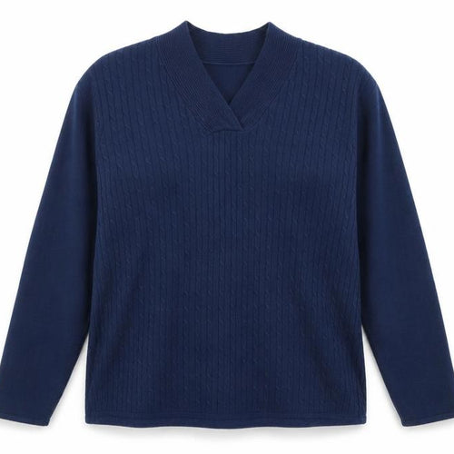 Bonmarché Womens Blue V-Neck Acrylic Pullover Jumper Size L