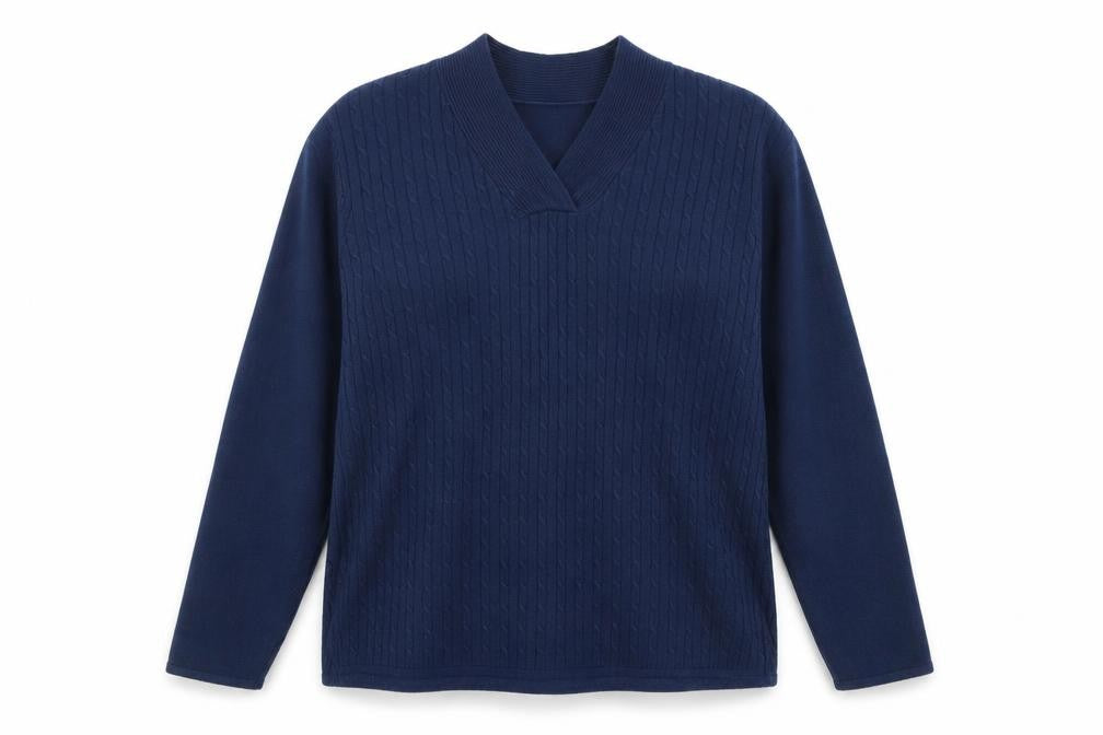 Bonmarché Womens Blue V-Neck Acrylic Pullover Jumper Size L