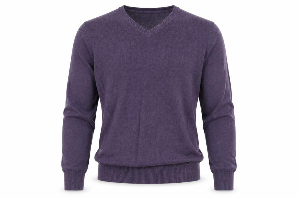 Marks and Spencer Mens Purple V-Neck Acrylic Pullover Jumper Size S Long Sleeve