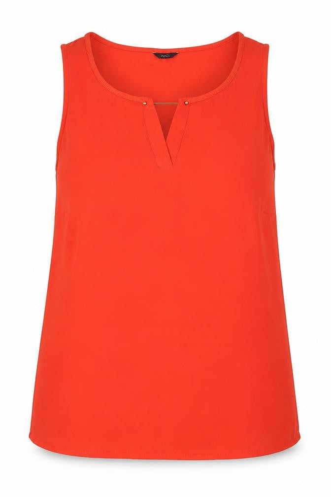 M&Co Womens Red Polyester Basic Tank Size 12 Round Neck