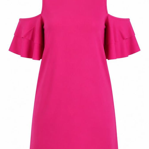 Bershka Womens Pink Polyester A-Line Size S Round Neck Pullover - Cold Shoulder