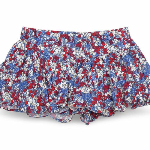 NEXT Girls Blue Floral Viscose Mini Skirt Size 6 Years Regular Pull On