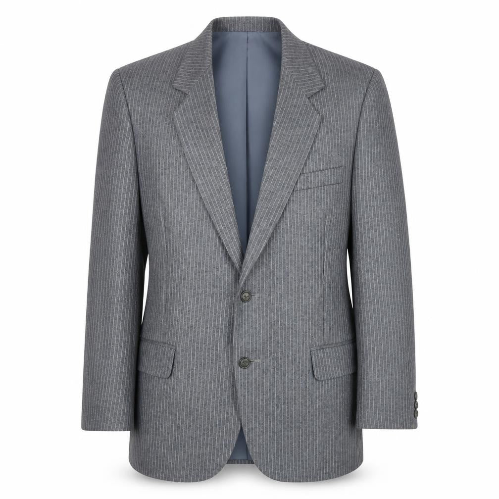 Front view of Yorkers men’s grey striped wool jacket suit jacket, size 36, regular