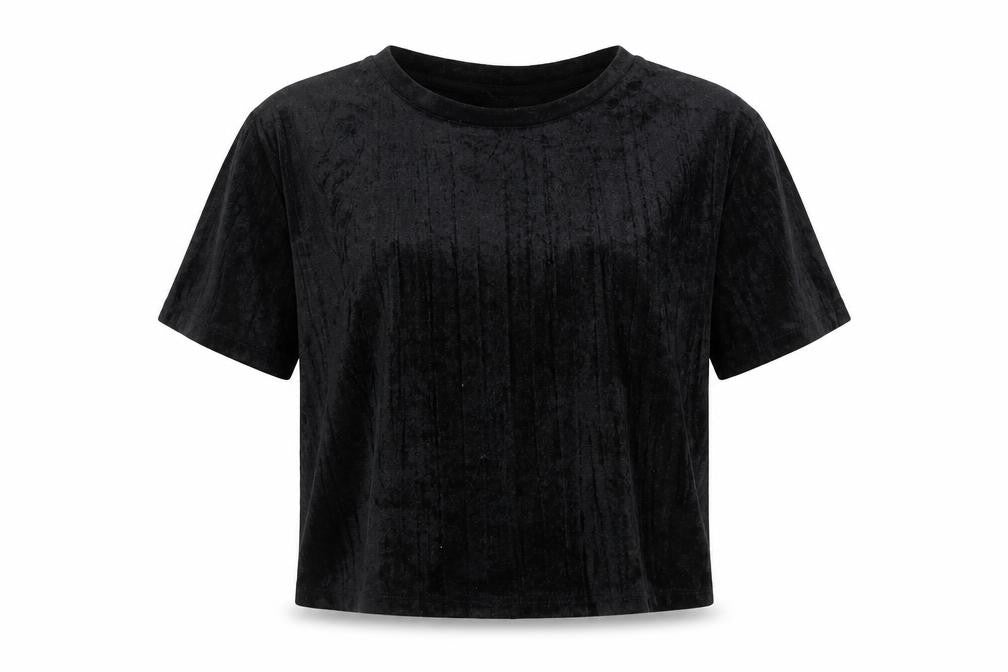 Front view of Divided by H&M women’s black polyester basic t-shirt, size XS, round neck