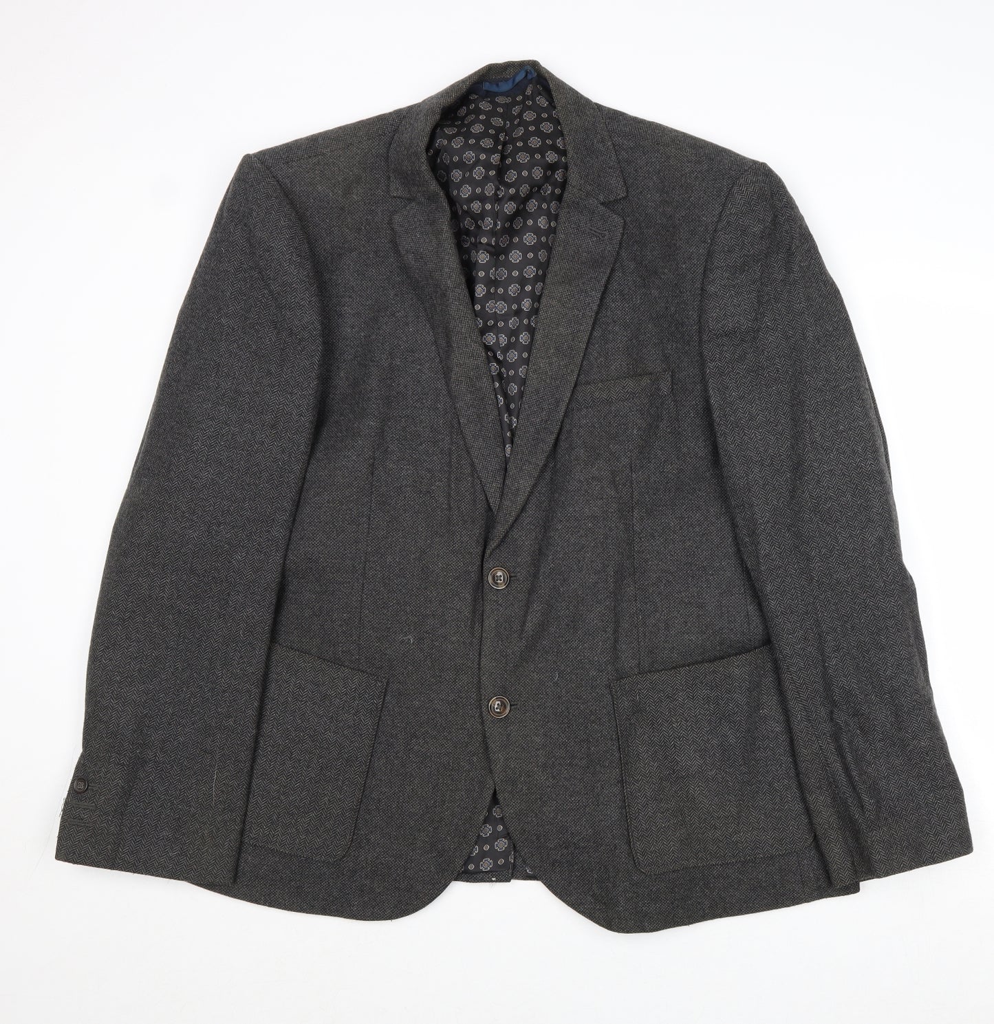 Burton Mens Grey Wool Jacket Blazer Size 48 Regular