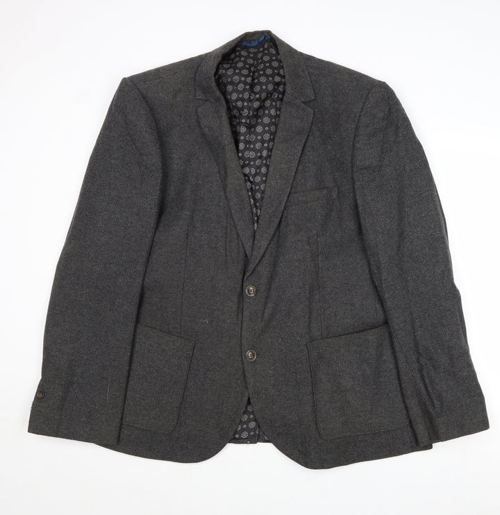 Burton Mens Grey Wool Jacket Blazer Size 48 Regular