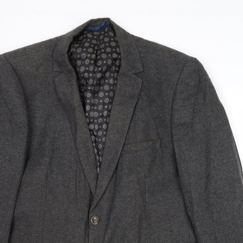 Burton Mens Grey Wool Jacket Blazer Size 48 Regular