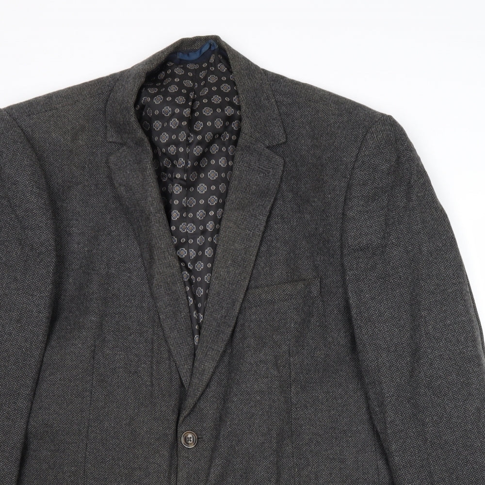 Burton Mens Grey Wool Jacket Blazer Size 48 Regular