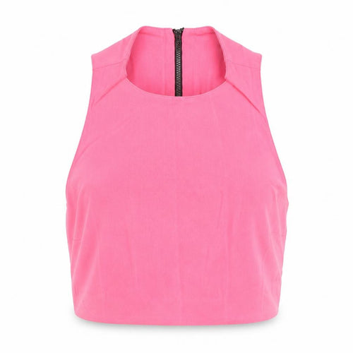 Topshop Womens Pink Acetate Cropped Tank Size 6 Round Neck