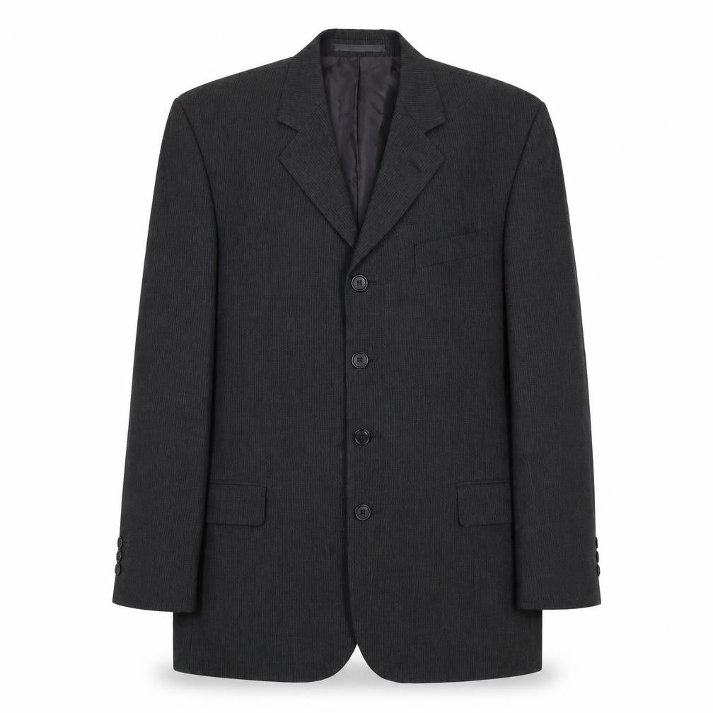 Front view of Burton men’s grey polyester jacket suit jacket, size 40, regular
