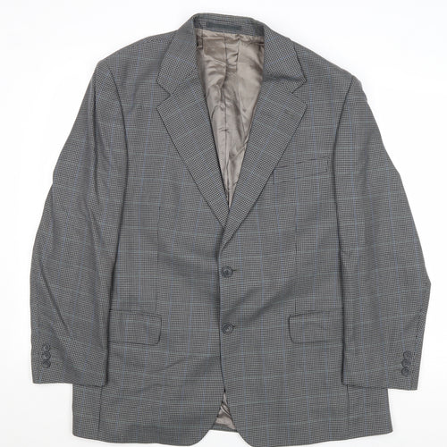 Wellington Mens Grey Geometric Polyester Jacket Suit Jacket Size 42 Regular