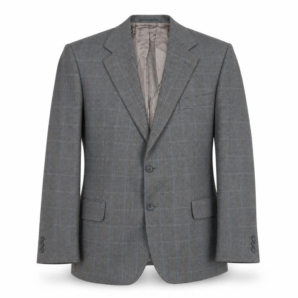 Front view of Wellington men’s grey geometric polyester jacket suit jacket, size 42, regular