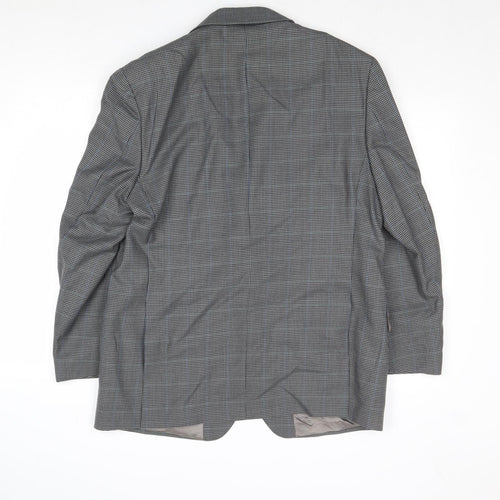 Wellington Mens Grey Geometric Polyester Jacket Suit Jacket Size 42 Regular