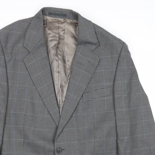 Wellington Mens Grey Geometric Polyester Jacket Suit Jacket Size 42 Regular