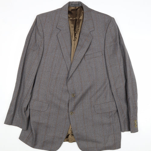 Dunn & Co Mens Grey Striped Wool Jacket Suit Jacket Size 44 Regular