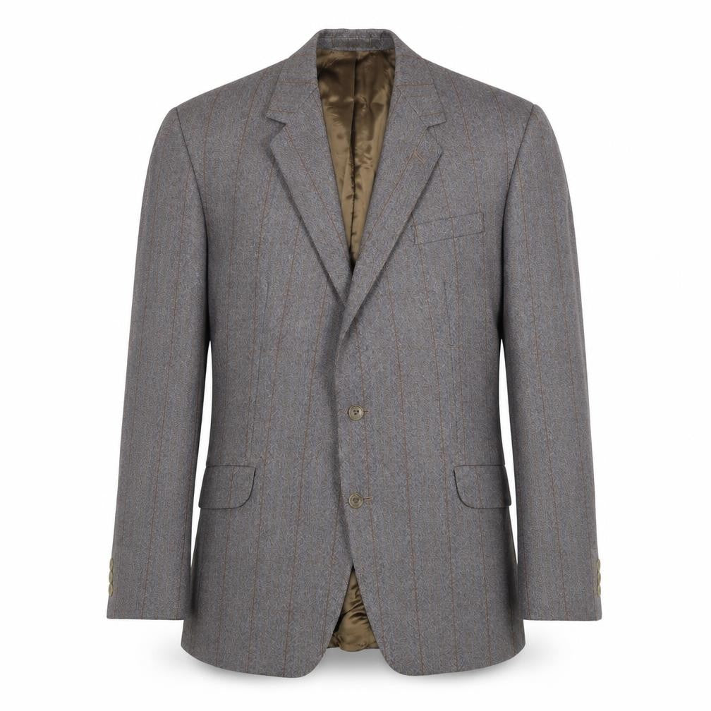 Front view of Dunn & Co men’s grey striped wool jacket suit jacket, size 44, regular