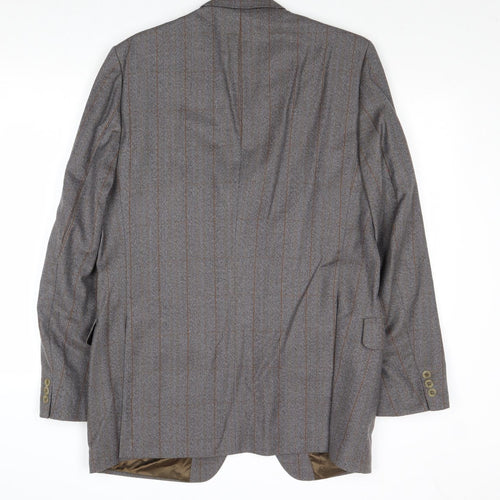 Dunn & Co Mens Grey Striped Wool Jacket Suit Jacket Size 44 Regular