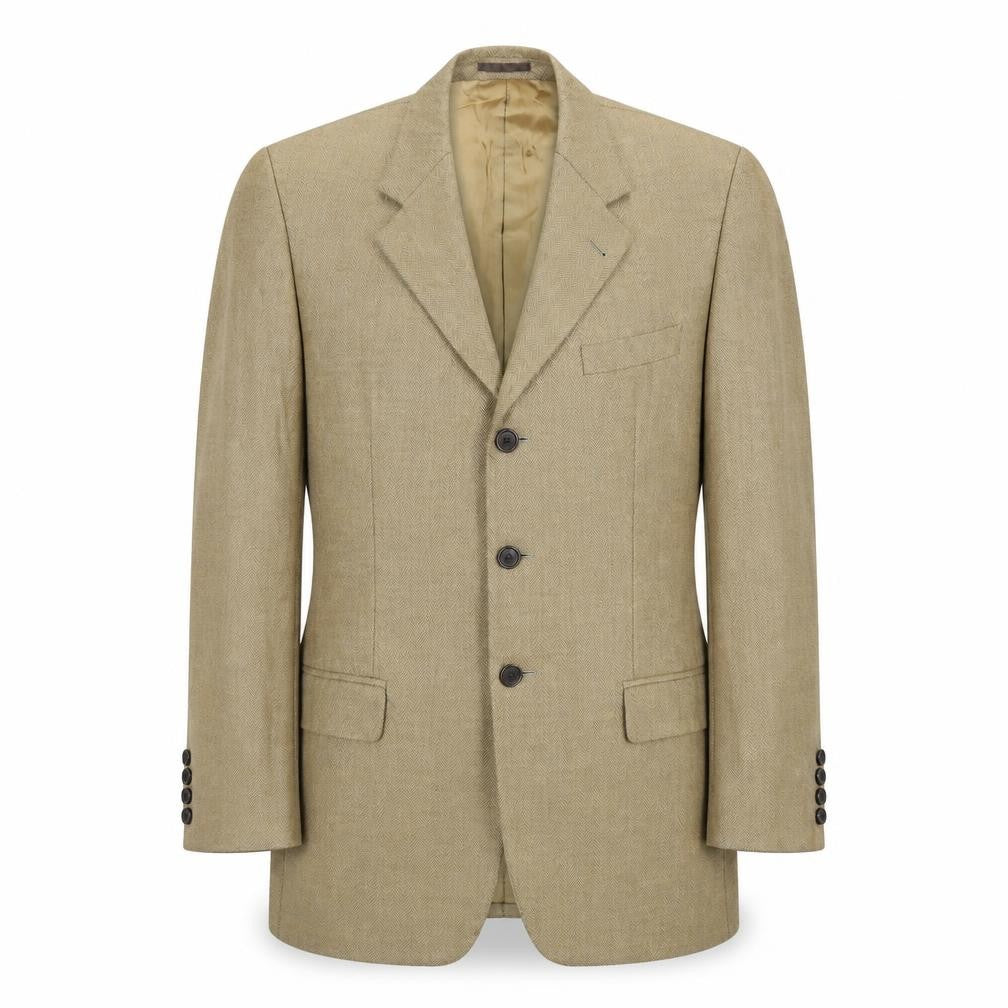 Front view of Nicholas Rowe men’s brown wool jacket suit jacket, size 40, regular
