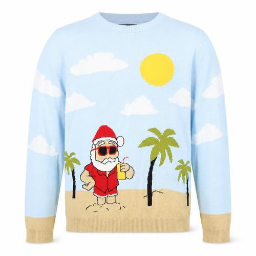 ASOS Mens Blue Round Neck Cotton Pullover Jumper Size S Long Sleeve - Father Christmas