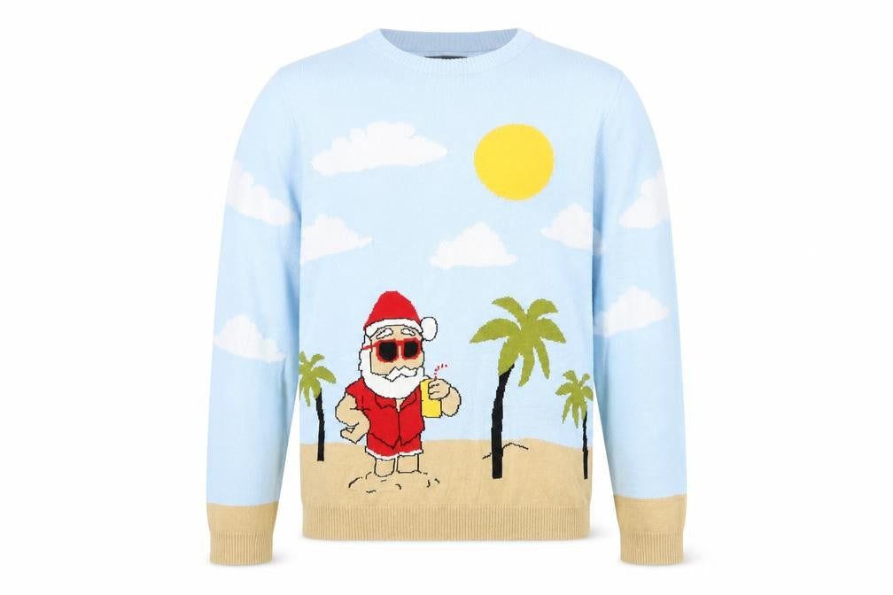 ASOS Mens Blue Round Neck Cotton Pullover Jumper Size S Long Sleeve - Father Christmas