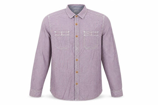 Marks and Spencer Mens Purple Striped Cotton Button-Up Size L Collared Button
