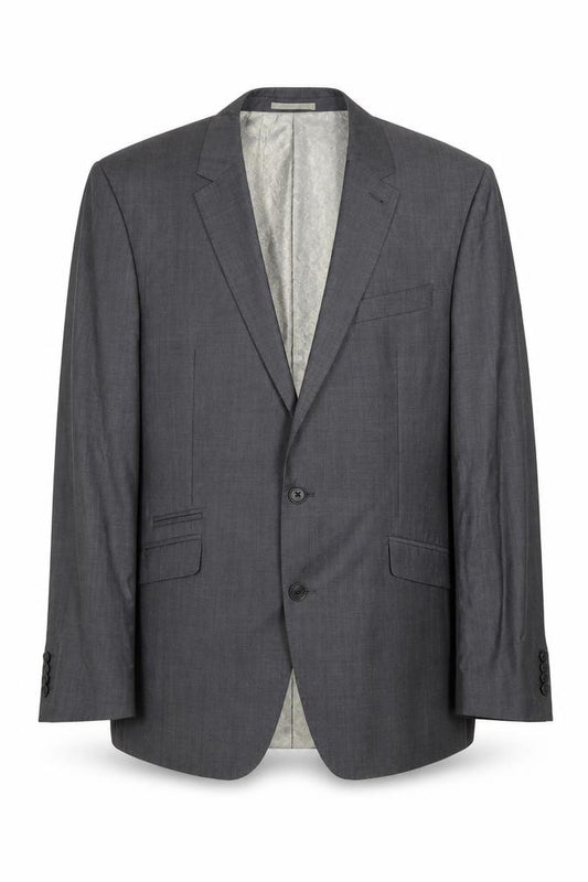 Front view of Next men’s grey wool jacket suit jacket, size 44, regular