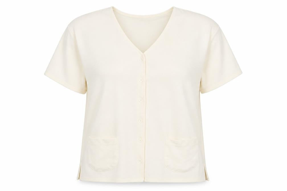 Pa Lucci Womens Ivory V-Neck Polyester Cardigan Jumper Size M