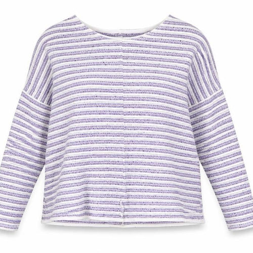 Marks and Spencer Womens Purple Round Neck Striped Cotton Pullover Jumper Size 12