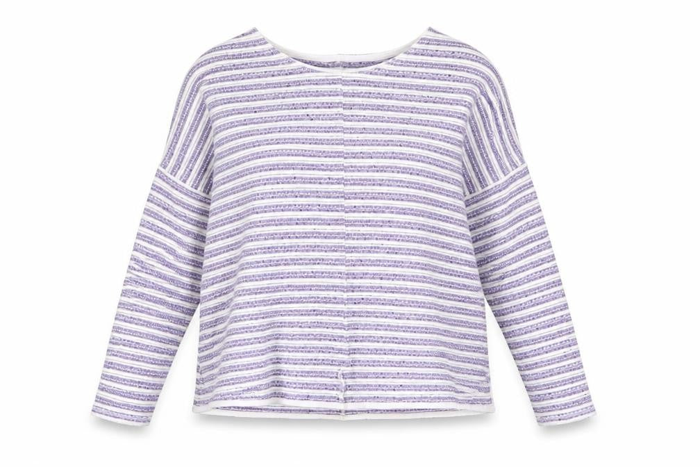 Marks and Spencer Womens Purple Round Neck Striped Cotton Pullover Jumper Size 12