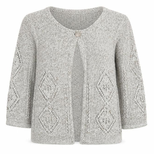 EWM Womens Beige Round Neck Acrylic Cardigan Jumper Size S