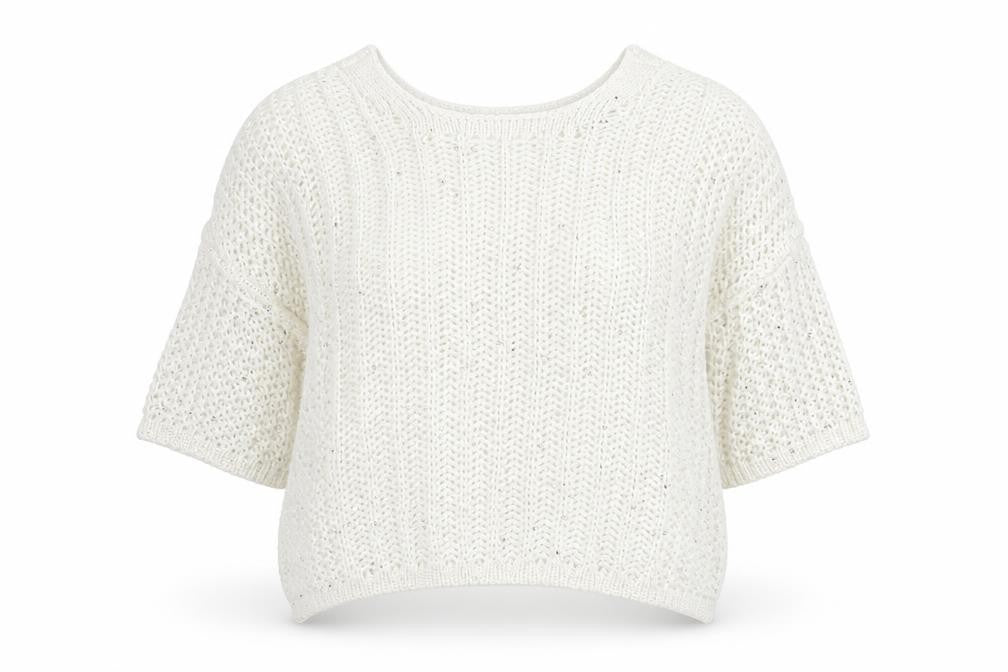 Front view of Next women’s ivory round neck acrylic jumper, size M