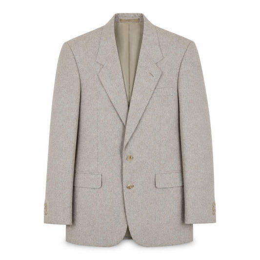 Front view of C&A men’s beige polyester jacket blazer, size S, regular